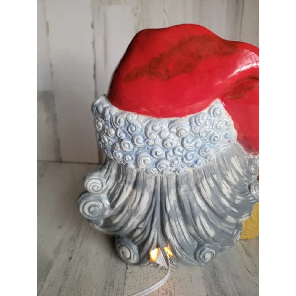 Ceramic bisque vintage light up Santa Claus Lantern Xmas‎ decor
